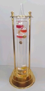 Vintage Galileo Archimedes Bubble Thermometer With Brass Tiered Stand
