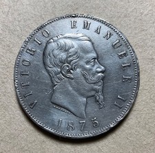 1875 M BN Italy 5 Lire - Victor Emmanuel II - silver coin
