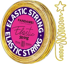 Gold Metallic Elastic String 1.2mm, Stretch Cord for Jewelry, Crafts & DIY Proje