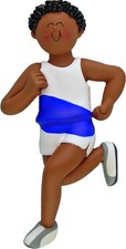 Runner Male African-American Personalized Christmas Tree Ornament