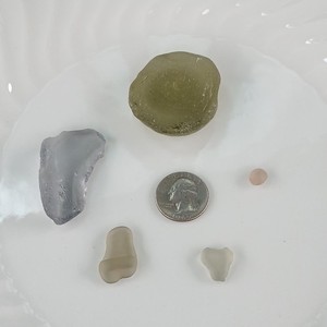 Lot Genuine Surf Tumble Gray Beach Glass Large Thick Rare