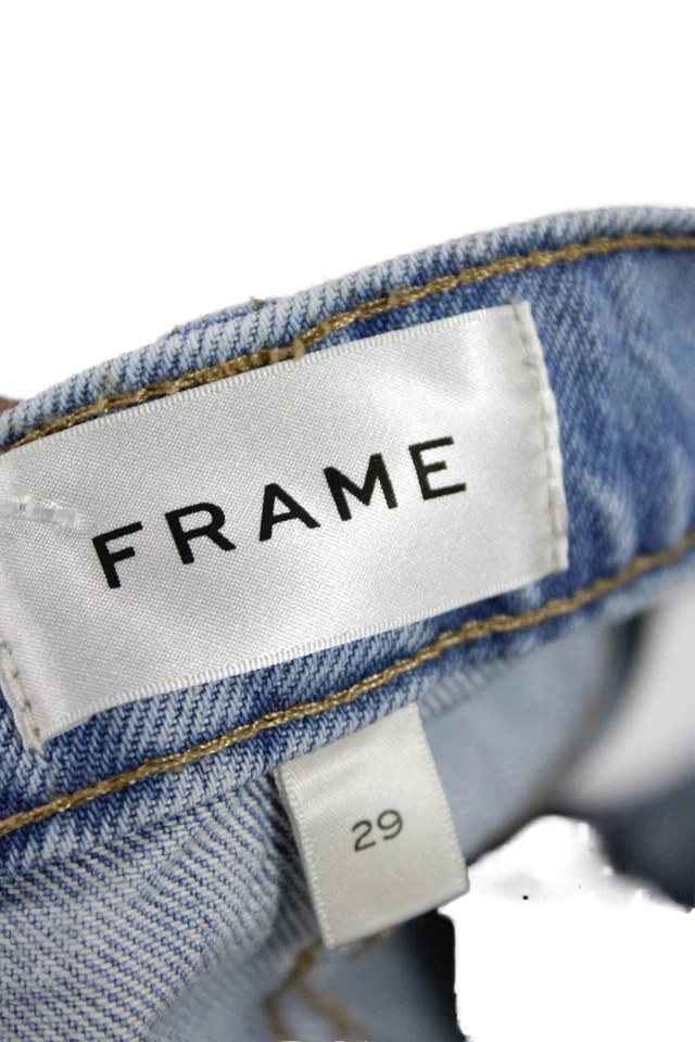 Shorts jeans casual feminino armação algodão com zíper forrado com botão azul tamanho EUR 29 - Imagem 4 de 4