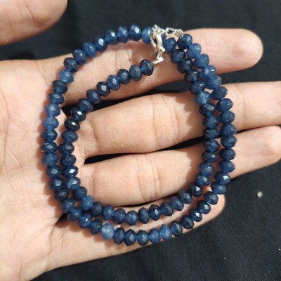 Natural Blue Sapphire Faceted Rondelle Beads . Sapphire Bead Beaded Necklace 6mm
