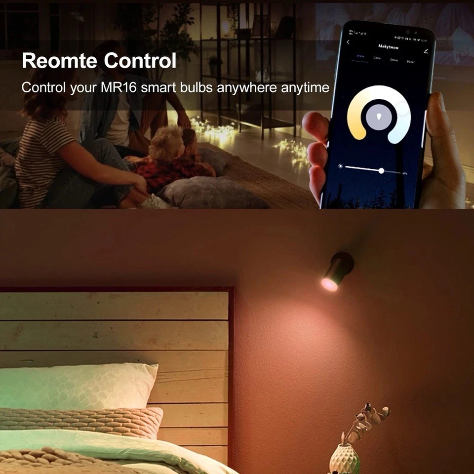 4x FECONN MR16 GU5.3 Smart Bulb, 4W LED WiFi Light, AC/DC 12V, Compatible - Image 4 of 4