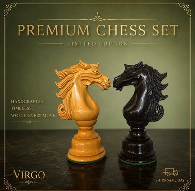 4.75'' King Virgo Luxury Chess Set - Ebony and Boxwood. PChess Box Included