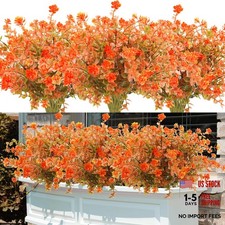 24PCS Artificial Fall Flowers for Outdoors UV Resistant Autumn Orange 24pcs