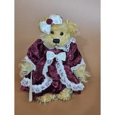 Mary Meyer Mohair Collection "Shelby" 8" Jointed Artist Teddy Bear Tan Red Gown