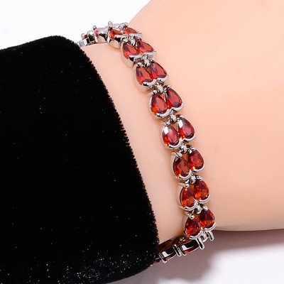 Red Garnet 925 Sterling Silver Adjustable Bracelet 7-8'' B131057, Gift for her