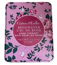 Crabtree Evelyn Hand Therapy Cream Rosewater Gift Tin Travel Size 0.9oz Set 2