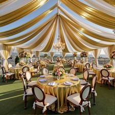 Party Village 30ftx40ft Gold Ceiling Curtain 60"W x 480"L (Pack of 6),