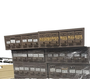 VINTAGE Six Tray-Drawer Microscope Slide Storage Stackable Metal Cabinet 19x16x5