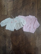 Vintage Handmade Baby Girl Sweaters Cardigans Lot Of Two