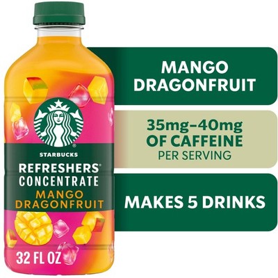 Starbucks Refreshers Concentrate Mango Dragonfruit,Refreshing Drink,32 fl oz.