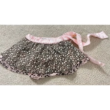 DKNY Baby Girls Skirt Size 12 18M Floral Print Elastic Waist Pink Ribbon Tie