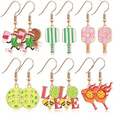 6 Pairs Sports Earrings for Women Game Earrings Jewelry Football Volleyball S...