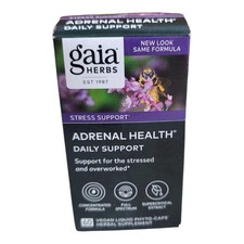 Gaia Herbs Adrenal Health Vegan Daily Support 60 Capsules, exp 3/27