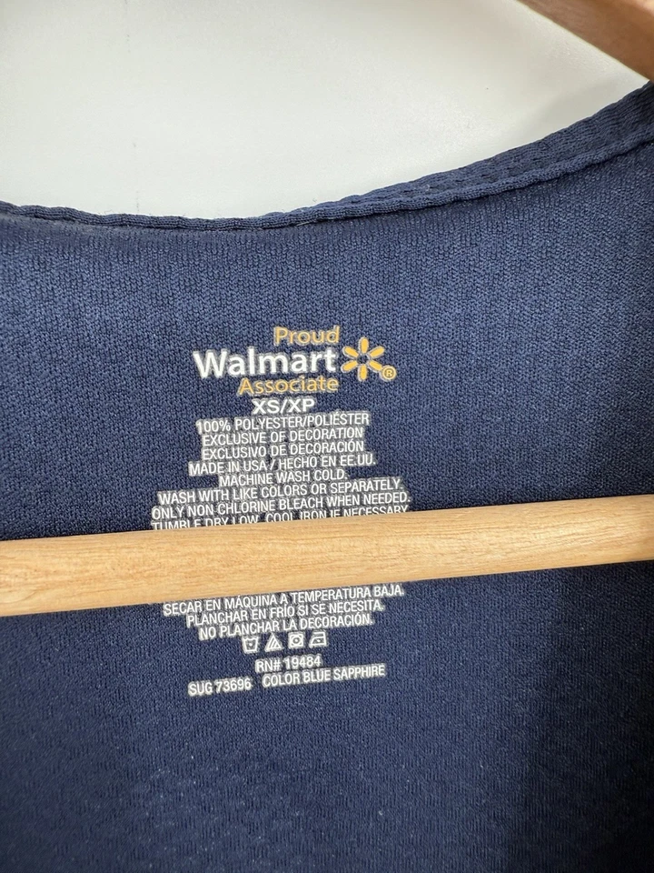 Walmart Employee Vest Size XS Blue Zip Up With Embroidered Spark Logo Pockets - Image 3 of 4