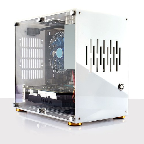 Mini ITX Computer Case Professional 360° Open Type Acrylic Side Transparent Fit - Afbeelding 18 van 24