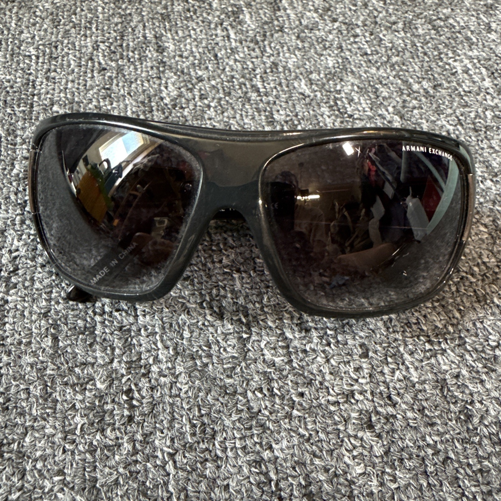 RARE Armani Exchange Wrap Sunglasses Black/Silver Logo Metal Vintage AX048/S KKL image 9
