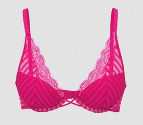NEW Victoria's Secret Tease Plunge Bra 36D & Cheeky Panty Set Large Hot Pink VS