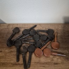 Large Lot Of 15 Violin Parts Pegs Tailpiece Dark And Light Brown