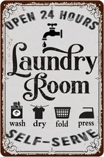 Vintage Laundry Room Signs Retro Metal Wall 11.8L x 7.9W, L-04 