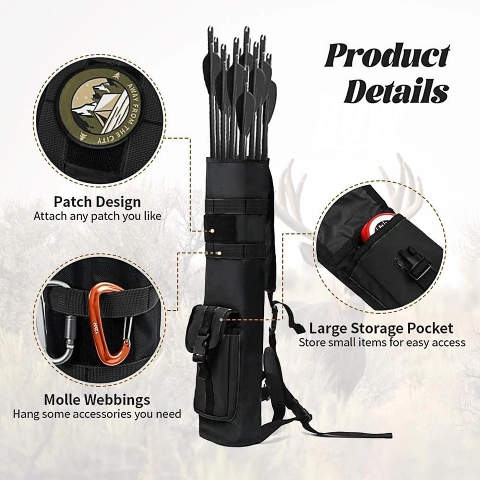 Archery Arrow Quiver Bag Waist Back Holder Adjustable Bow Shooting Hunting - Image 3 of 4