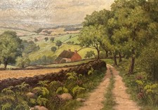 Irish Countryside Cottage Painting Oil on Board c. 1904 Signed GPM VV