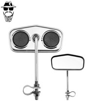2x ORIGINAL LOWRIDER Diamond Chrome Bicycle Mirror Dual Black Reflectors Cruiser