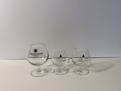 Courvoisier Cognac Distillery Clear Advertising Glasses Set of 3