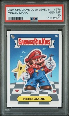 2024 Garbage Pail Kids Game Over Level 6 Paper MINCED MARIO Bros 27b PSA 10 GEM - Bild 1 von 2