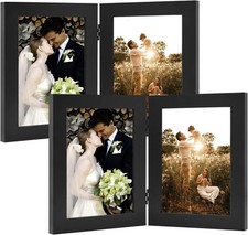 Golden State Art, 5x7 Double Picture Frame Vertical 2-Pack , Black