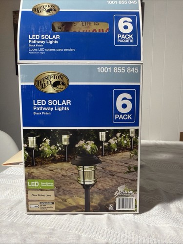 (6) Hampton Bay Solar Outdoor LED Ribbed Lens Landscape Black Pathway Lights - Picture 5 of 5