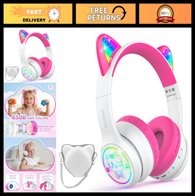 IFECCO Kids Wireless Cat Ear Bluetooth Headphones with Case