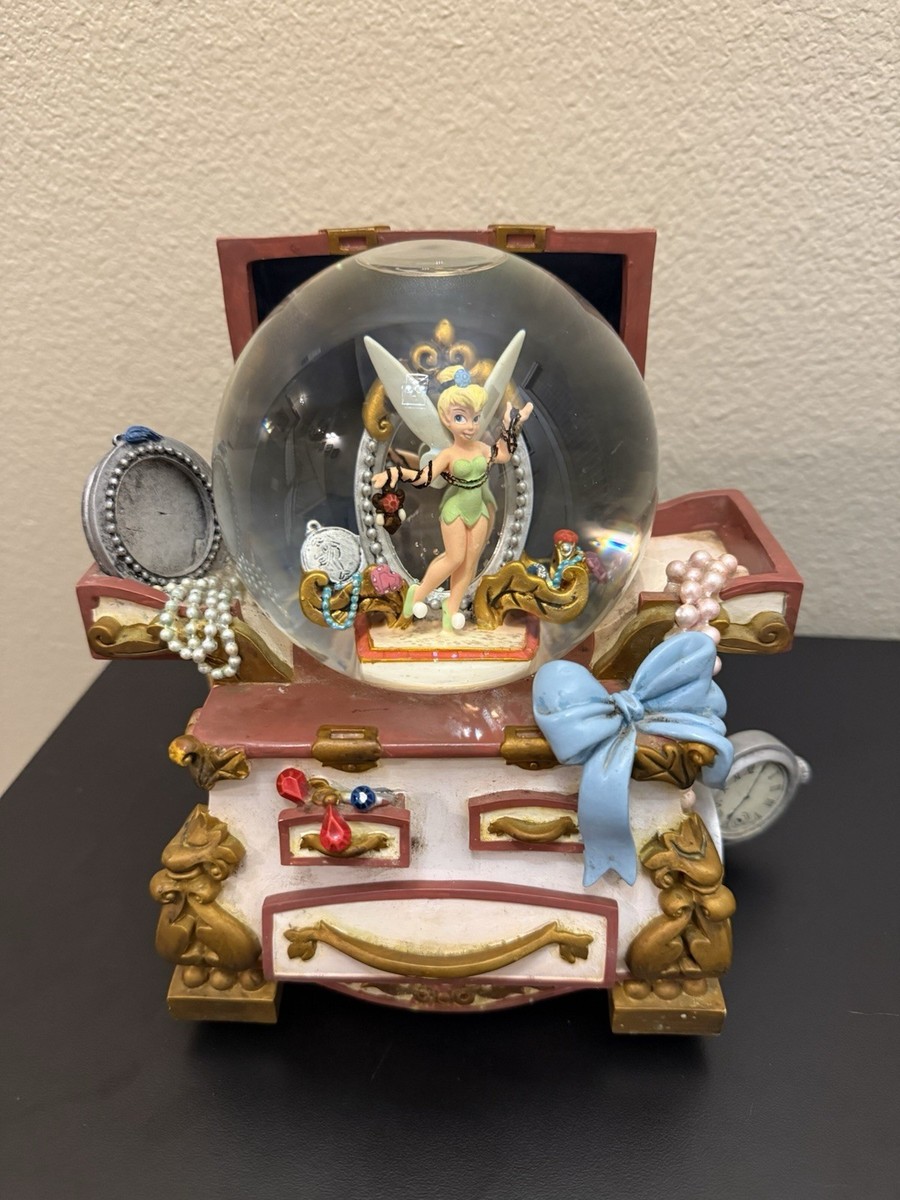 Disney Tinker Bell Hidden Treasure Chest Snow Globe Jewelry Music Disney Tinker Bell Hidden Treasure Chest Snow Globe Jewelry Music
