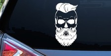 Beard Skull Biker Teeth Moustache Hair Car or Truck Window Vinyl Decal Sticker