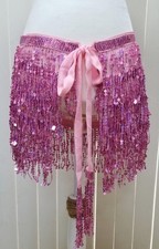 Belly Dance Costume Sequins Fringe Hip Scarf Belt Waist Wrap Skirt