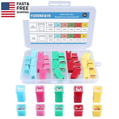 30Pcs Jcase Car Fuse Assortment Kit, Tall/Std and Low Profile Jcase Box Shaped