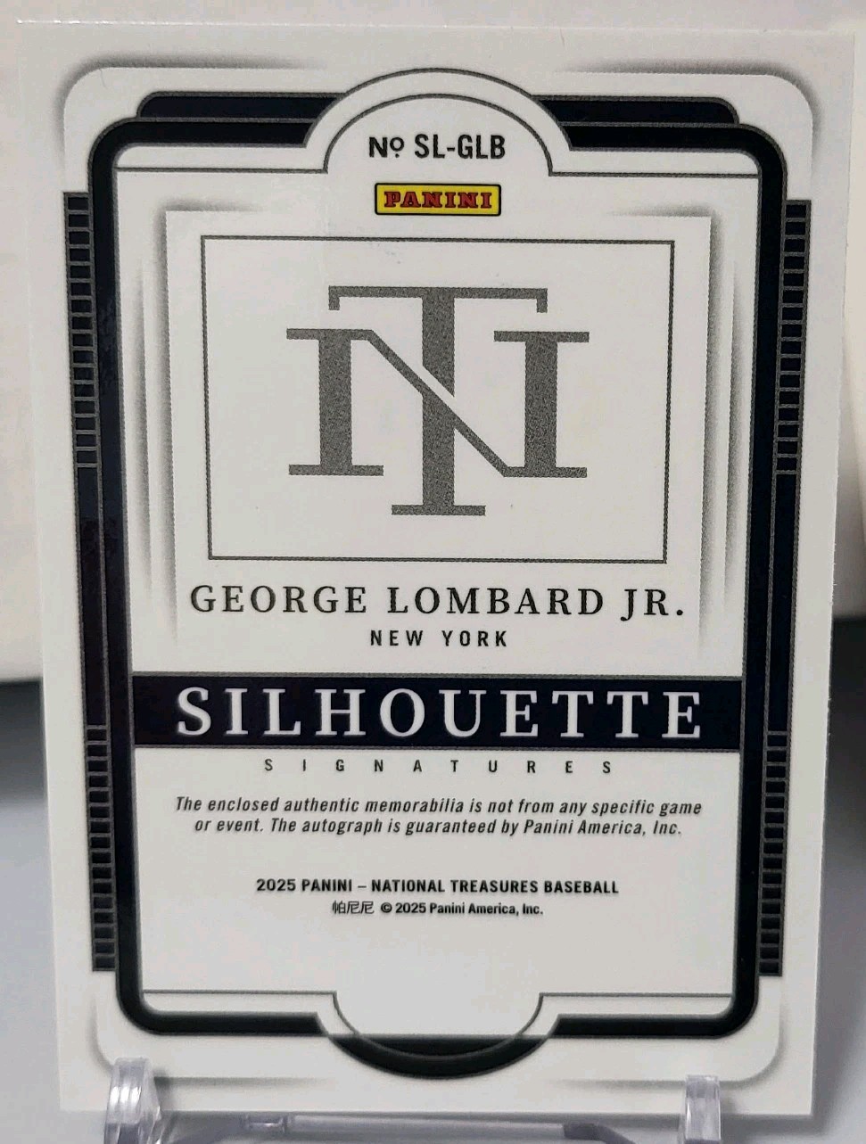 2025 National Treasures George Lombard Jr. Silhouette Patch Green Auto #3/5 view 3