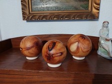 Wunderbares DEKO HOLZKUGEL ENSEMBLE EIBE Gedrechselt HANDARBEIT Unikat