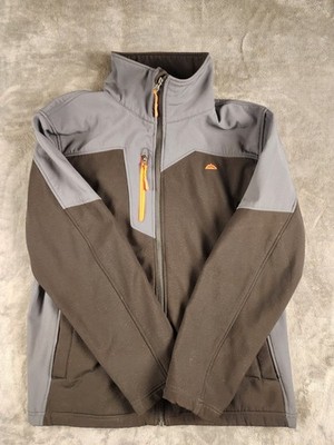 Snozu Performance Softshell Jacket Mens Large Gray Brown Fleece Lined Full Zip