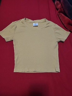 Realessentials Women's Beige Short Sleeved Cropped T-shirt Size Small