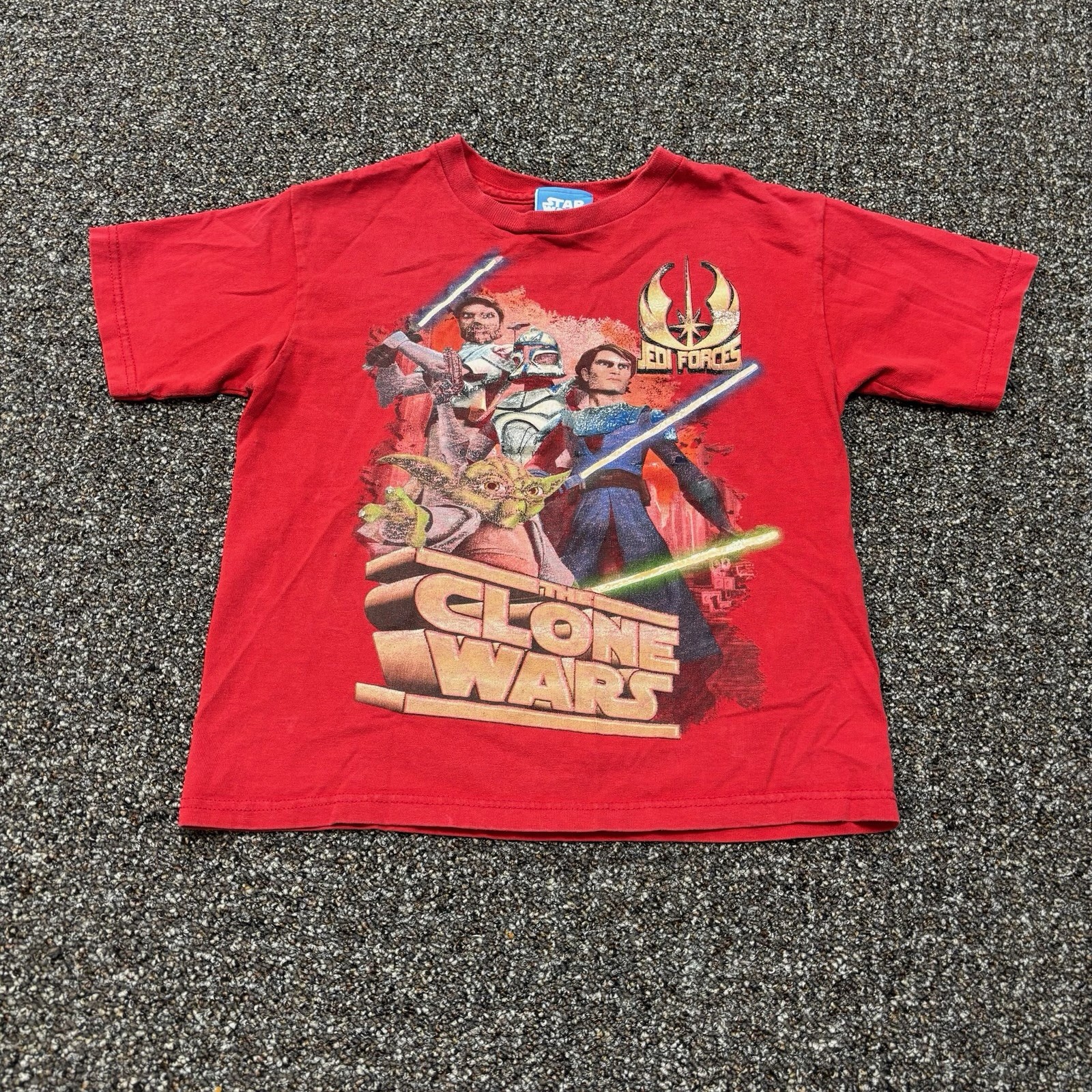 Kids Star Wars The Clone Wars Vintage Shirt Red Graphic Size 7 Rare Tee