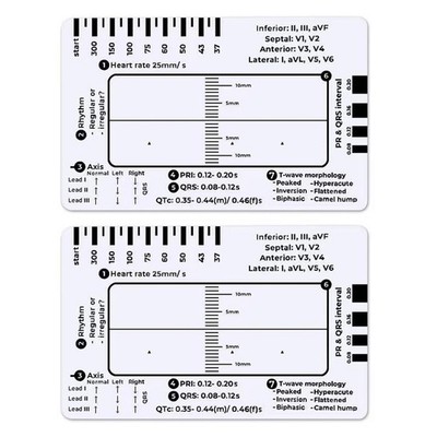 2pcs ECG 7 Step Ruler,ECG 7 Step Ruler for ECG/EKG Interpretation,ECG2279