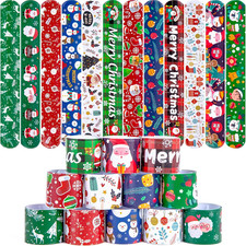 Christmas Slap Bracelets - 48PCS Slap Wristbands Bulk 12 Snap Wristbands for Boy