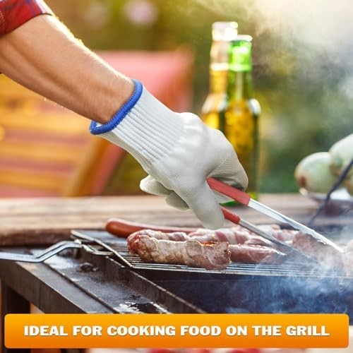 KETAR 2 Pairs Heat Resistant Gloves for Grilling - 9.5 Inch Durable Aramid BBQ