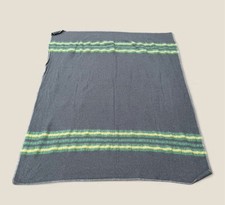 American Vintage - Vintage Gray Striped Camp Blanket - Wool Blend