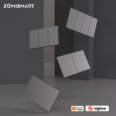 Zigbee Smart Aluminum Alloy Switch with Big Push Button 1 2 3 4 Gangs US Type Ne