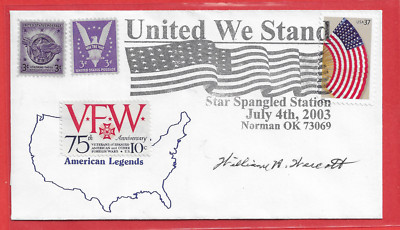 WIlliam Westcott USAAF & USAF Fighter ACE Signed Patriotic Cover SHARP!