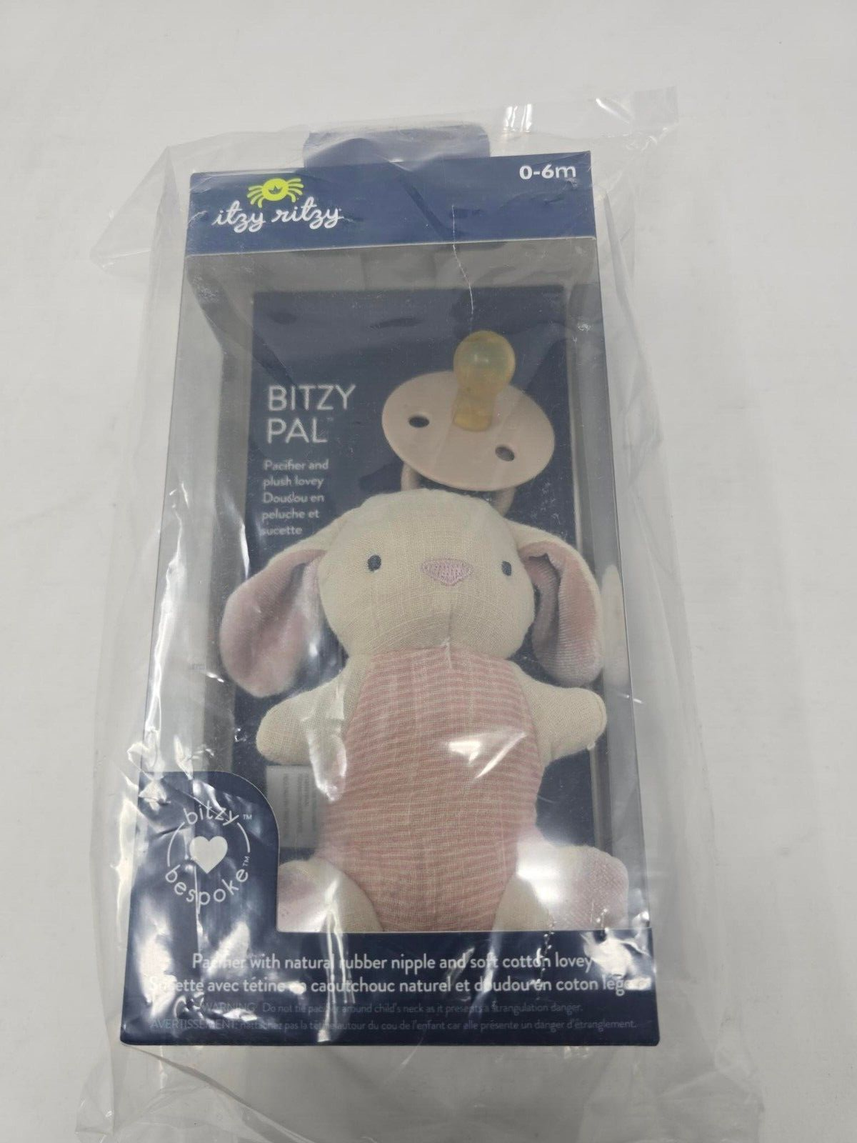 Itzy Ritzy Bitzy Pal Bunny Natural Rubber Pacifier & Stuffed Animal 0-6m